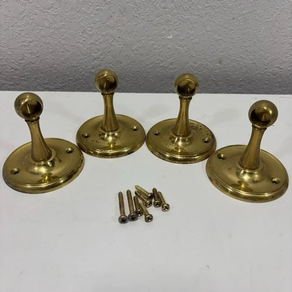 2 Pair Of Towel Bar Rail Brackets Toilet Paper Brass Polished Missing Rods
